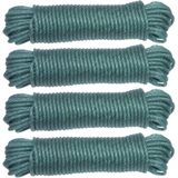 AMIG paracord touw - 4x - 15 meter - D5mm - 110kg - PE/PVC - groen