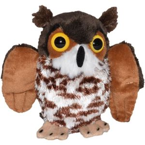 Pluche bruine uil vogel knuffel 12 cm - Uilen bosdieren knuffels - Speelgoed voor kinderen