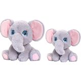 Keel Toys - Pluche knuffel dieren set 2x Familie Olifanten 18 en 25 cm