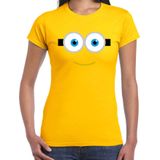 Geel poppetje verkleed t-shirt geel voor dames - Carnaval fun shirt / kleding / kostuum