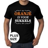 Grote maten t-shirt zwart heren - Oranje is voor sukkels t-shirt -  Koningsdag kleding