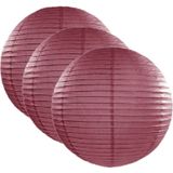 3x stuks luxe bol lampionnen bordeaux rood 35 cm - Feestartikelen en versieringen