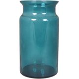 Floran - bloemenvazen - 2x stuks - turquoise/transparant glas - H29 x D16 cm