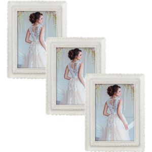 3x stuks kunststof fotolijst parel wit geschikt voor een foto van 13 x 18 cm