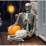 Set van 6x stuks Halloween horror decoratie solar LED tuinfakkel zwart 77 cm - Tuinverlichting/thema feestversiering