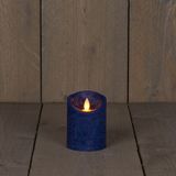 Set van 3x stuks Donkerblauwe Led kaarsen met bewegende vlam - Sfeer stompkaarsen voor binnen
