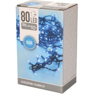 Kerstverlichting-feestverlichting - 80 LED lampjes - blauw - 600 cm