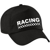 Racing / finish vlag verkleed pet zwart voor dames en heren - Racing team baseball cap - carnaval / kostuum
