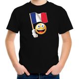 Frankrijk emoticon t-shirt met Franse vlag - zwart  - kinderen - Frankrijk fan / supporter shirt - EK / WK