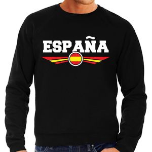 Spanje / Espana landen sweater met Spaanse vlag - zwart - heren - landen sweater / kleding - EK / WK / Olympische spelen outfit