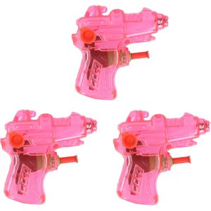 Mini waterpistool - 6x - roze - kunststof - 8 centimeter - zomer speelgoed
