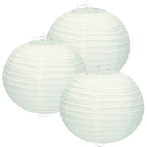 12x Luxe bol lampionnen ijsblauw 25 cm - Feestversiering/decoratie