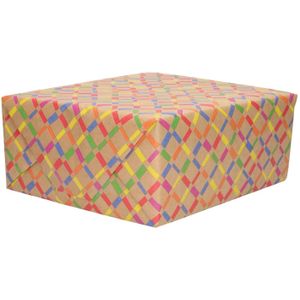 5x Urban nature inpakpapier gekleurde ruiten - 200 x 70 cm - cadeaupapier / verjaardag / kadopapier rollen
