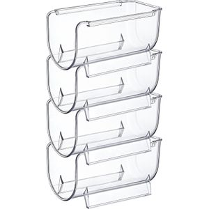 Excellent Houseware Flessenrek - koelkast organizer - 4x - stapelbaar - kunststof - wijnrek