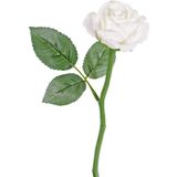 5x Witte rozen/roos kunstbloemen 27 cm - Kunstbloemen boeketten