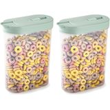 Plasticforte Voedselcontainer strooibus - 2x - mintgroen - 1 liter - kunststof - 15 x 7 x 19 cm