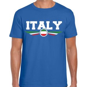 Italie / Italy landen t-shirt met Italiaanse vlag blauw heren - Italie landen shirt / kleding - EK / WK / Olympische spelen outfit
