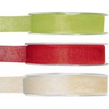 Satijn sierlint pakket - groen/wit/rood - 1,5 cm x 20 meter - Hobby/decoratie/knutselen - 3x rollen