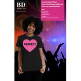 Bellatio Decorations Gay Pride T-shirt voor dames - respect - zwart - roze glitter hart - LHBTI