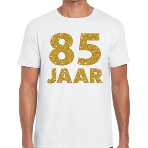 85 jaar goud glitter verjaardag t-shirt wit heren -  verjaardag shirts