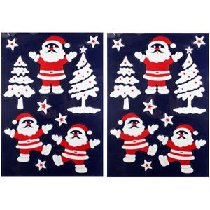 3x Velletje kerst raamversiering kerstmannetjes raamstickers 28,5 x 40 cm - Raamversiering/raamdecoratie stickers