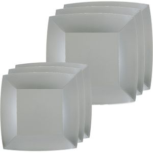 Santex Feest/verjaardag bordjes set - 40x stuks - zilver - 18 cm en 23 cm