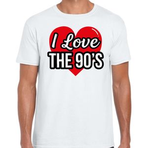I love 90s verkleed t-shirt wit voor heren - discoverkleed / party shirt - Cadeau voor een nineties liefhebber