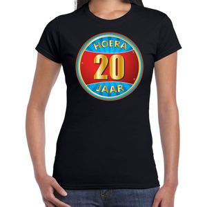 20e verjaardag cadeau t-shirt hoera 20 jaar zwart voor dames - verjaardagscadeau shirt