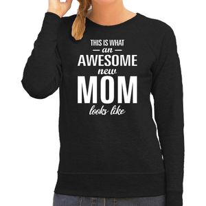 Awesome new mom - sweater zwart voor dames - Cadeau aanstaande moeder/ zwanger/ mama to be cadeau trui