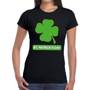 St. Patricksday klavertje t-shirt zwart dames - St Patrick's day kleding