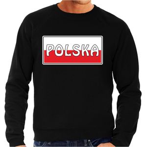 Polen / Polska landen sweater zwart heren - Polen landen sweater / kleding - EK / WK / Olympische spelen outfit