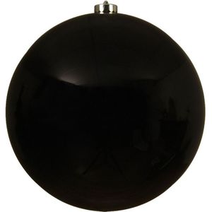 1x Grote zwarte kunststof kerstballen van 20 cm - glans - zwarte kerstboom versiering