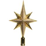 Decoris Piek - ster - glitters - kerstboom topper - goudkleurig - kunststof - 25 cm
