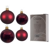 Compleet glazen kerstballen pakket donkerrood glans/mat 38x stuks - 18x 4 cm en 20x 6 cm - Inclusief 50x haakjes