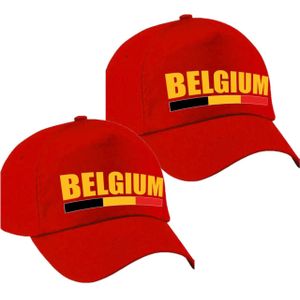 2x stuks Belgium supporters pet rood voor dames en heren - Belgie landen baseball cap - supporter accessoire