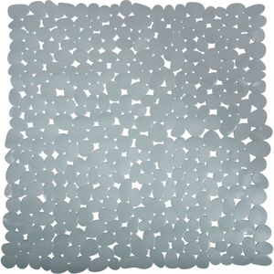 MSV Douche/bad anti-slip mat - badkamer - pvc - grijs - 54 x 54 cm - zuignappen - steentjes motief