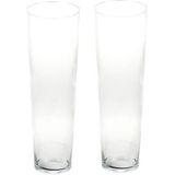 2x Conische vaas glas 60 cm - Glazen bloemenvaas taps - Decoratieve vazen - 2 stuks