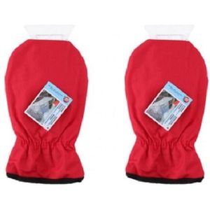 2x IJskrabbers met handschoen rood - Autoruiten ijskrabber - Auto winter accessoires