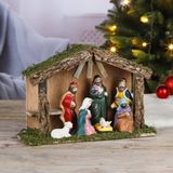 Kerststal-  inclusief 7 kerststal beelden - 30 x 10 x 21 cm