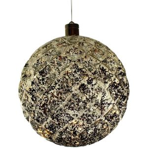 1x Grote gouden verlichte decoratie kerstballen 20 cm - Kerstballen met verlichting - Kerstversiering/kerstdecoratie