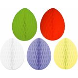 5x stuks hangende gekleurde paaseieren van papier 20 cm - Paas/Pasen thema decoraties/versieringen - Honeycombs