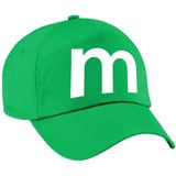 Letter M pet / cap groen voor jongens en meisjes - baseball cap - M en M carnaval / feest petten