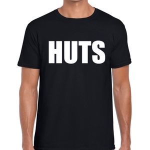 HUTS tekst t-shirt zwart voor heren - heren feest t-shirts