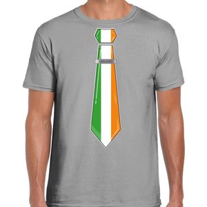 Bellatio Decorations Verkleed shirt voor heren - stropdas Ierland - grijs - supporter - themafeest