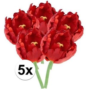 5x Rode tulp 25 cm - kunstbloemen