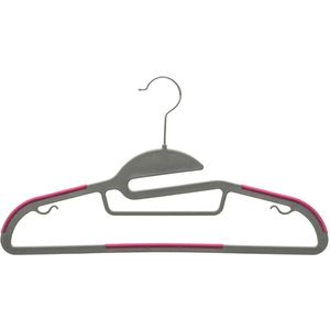 Set van 8x stuks kunststof kledinghangers grijs/roze 41 x 22 cm - Kledingkast hangers/kleerhangers