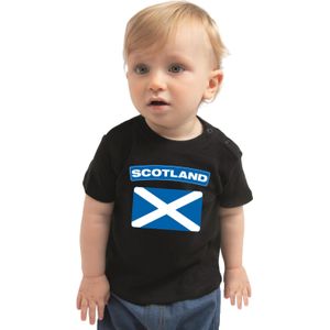 Scotland baby shirt met vlag zwart jongens en meisjes - Kraamcadeau - Babykleding - Schotland landen t-shirt