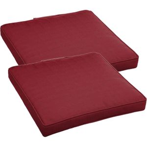 Set van 2x stuks stoelkussens voor binnen/buiten bordeaux rood 40 x 40 x 4 cm - Water en UV bestendig