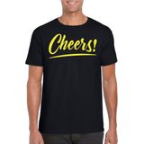 Bellatio Decorations Verkleed T-shirt voor heren - cheers - zwart - geel glitter - carnaval