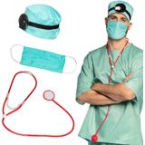 Dokter/chirurg ziekenhuis verkleed set - accessoires 6-delig - kunststof - met nepbloed en grote fun pleisters stickers